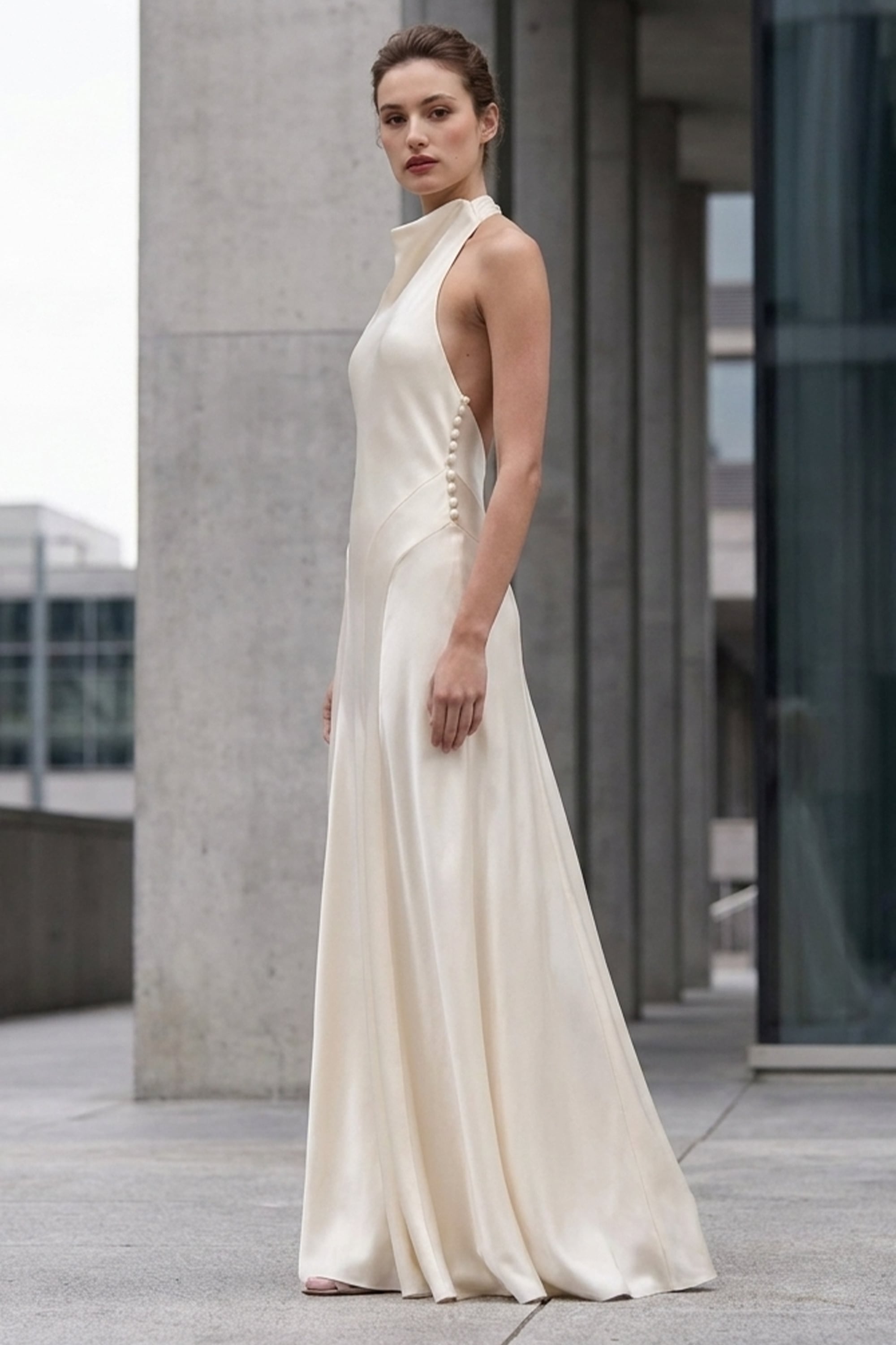 Daphne Backless Satin Gown | JewelClues