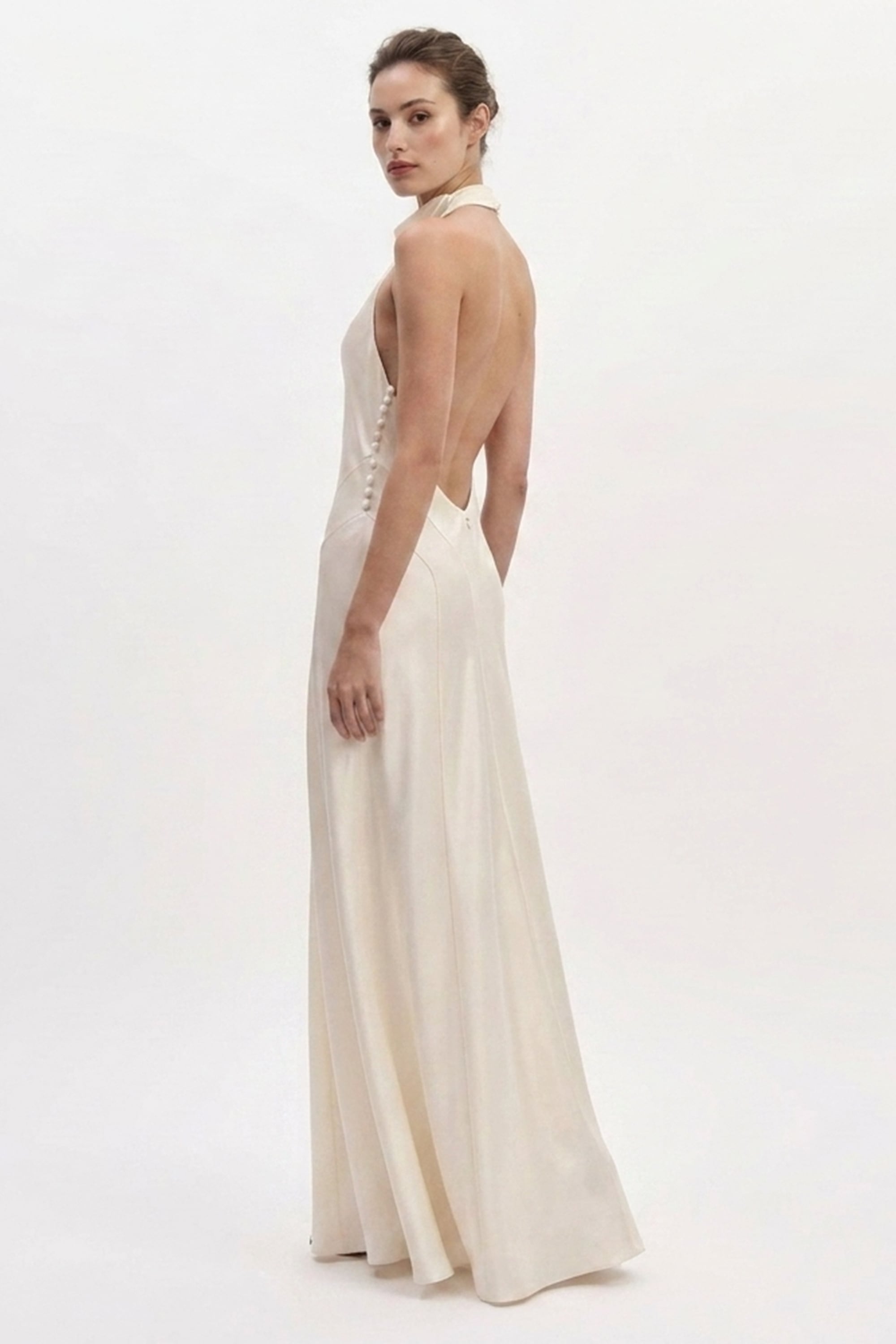 Daphne Backless Satin Gown | JewelClues