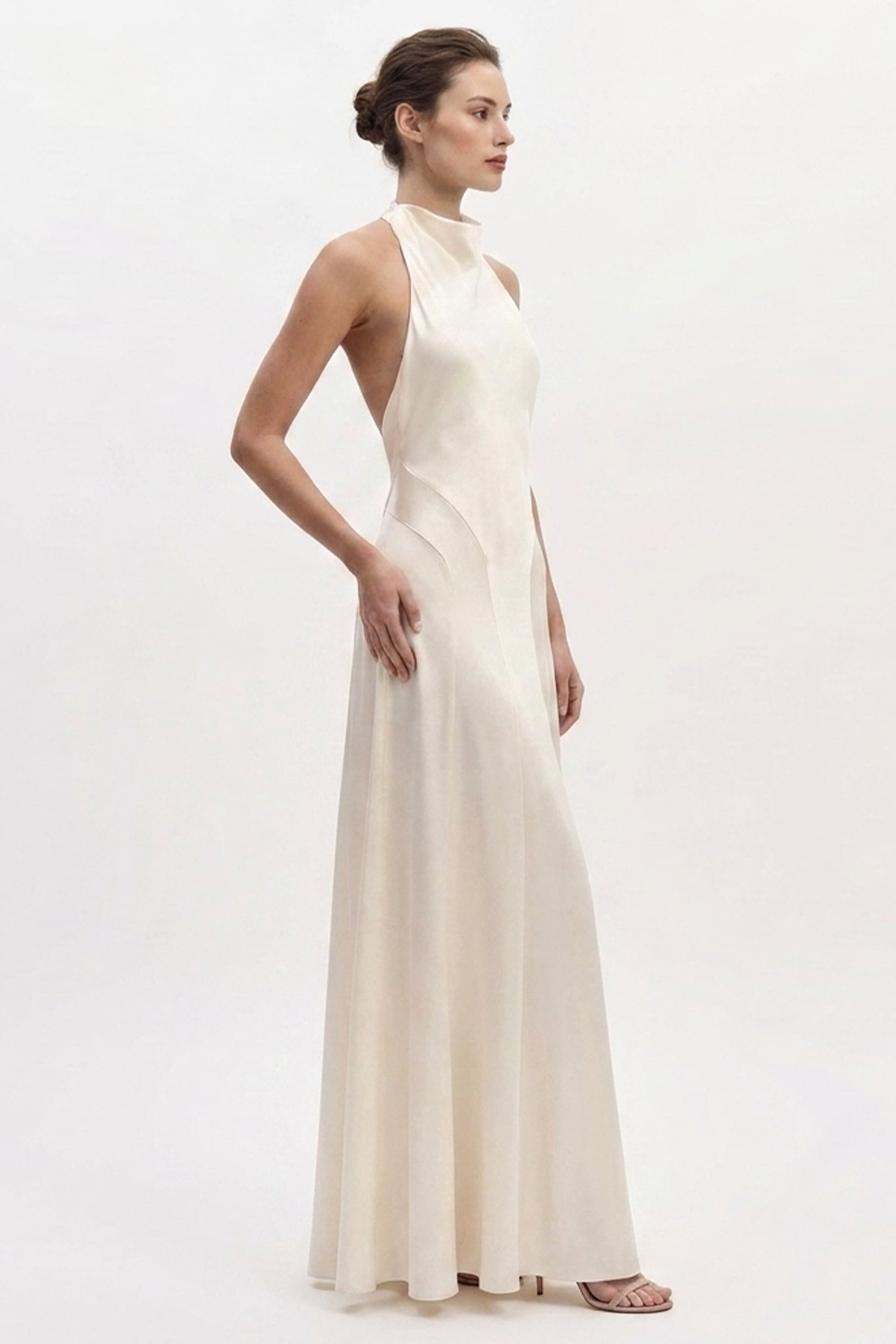 Daphne Backless Satin Gown | JewelClues