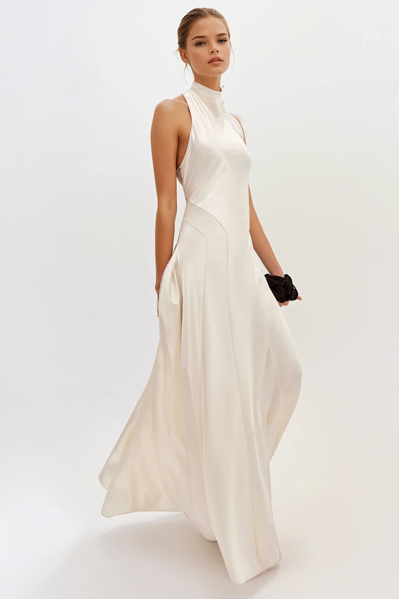 Daphne Backless Satin Wedding Dress | Jewelclues