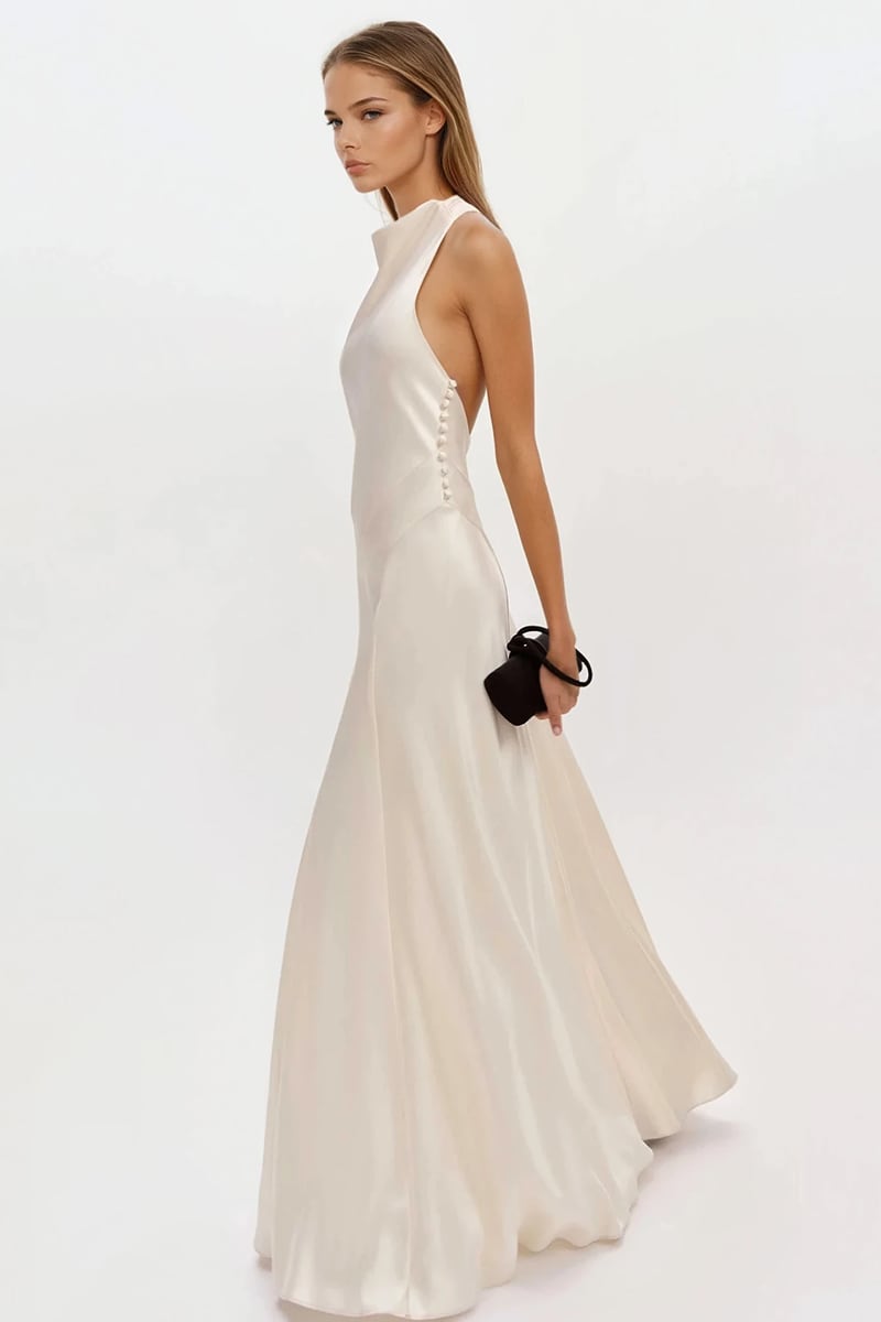 Daphne Backless Satin Wedding Dress | Jewelclues
