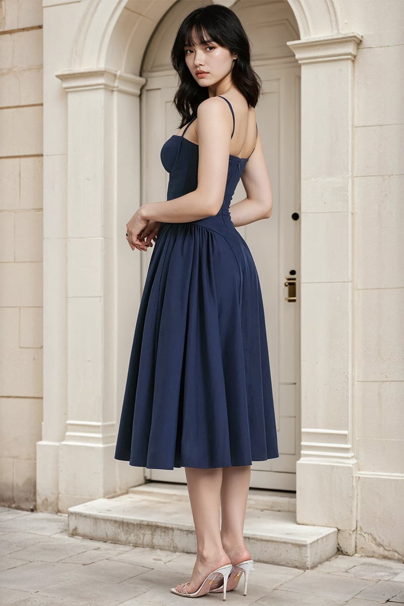 Daydreamer Tea-Length Navy Midi Dress - Jewelclues