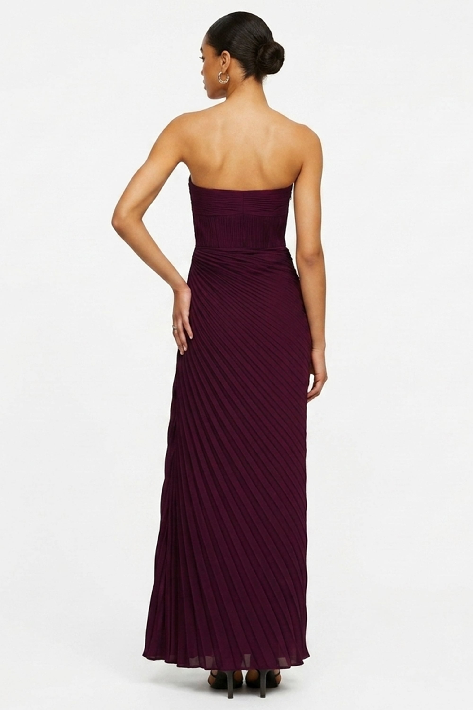 Divina Pleated Strapless Gown | JewelClues #color_wine