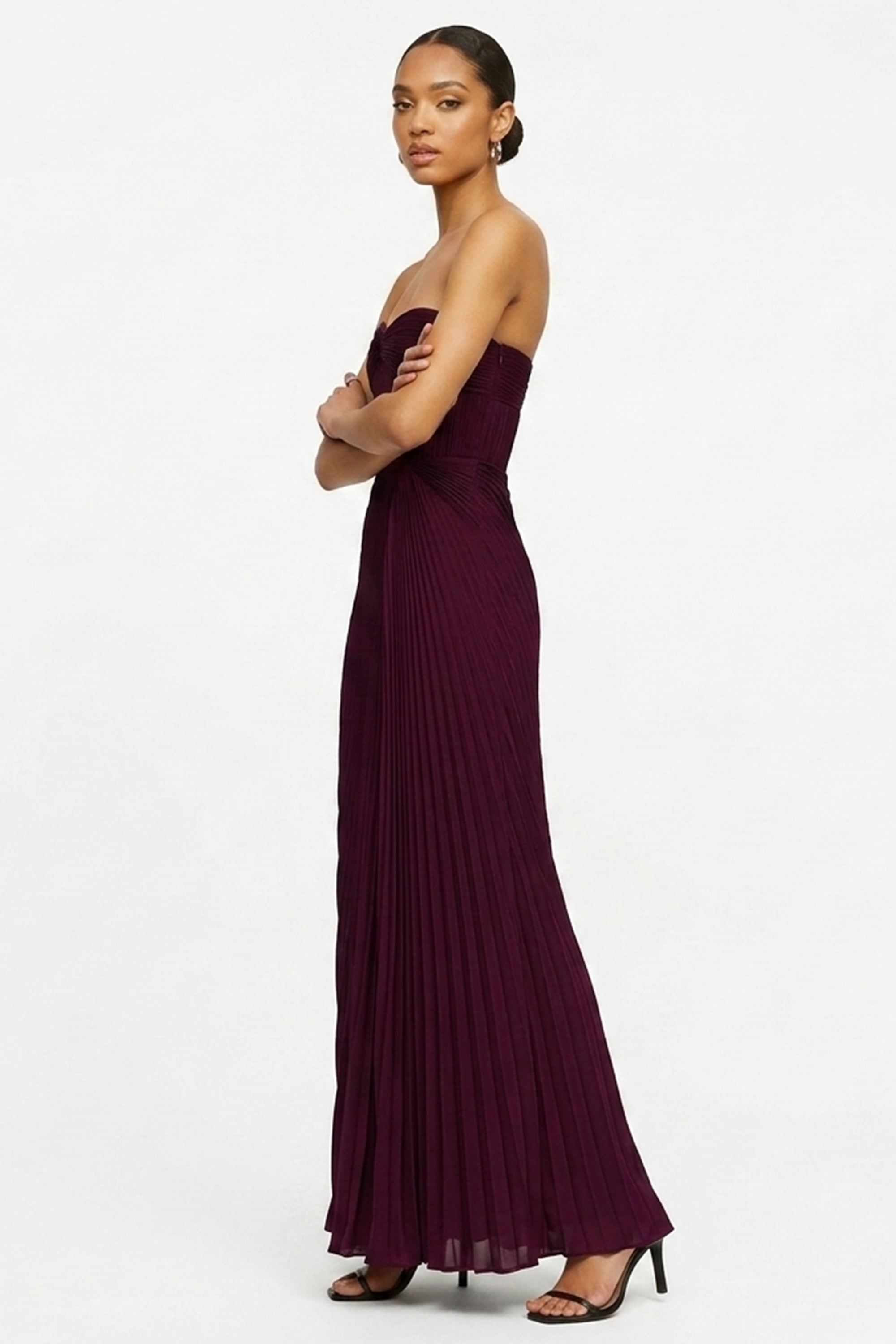 Divina Pleated Strapless Gown | JewelClues #color_wine