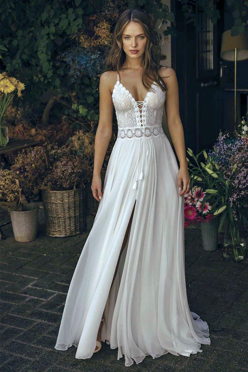 a line wedding dress with lace Divine Loveliness A-Line Wedding Dress | Made-To-Order