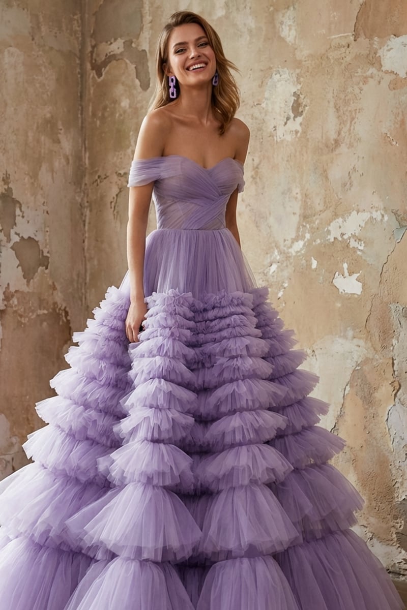 Duchess Off-The-Shoulder Tulle Ball Gown | Jewelclues