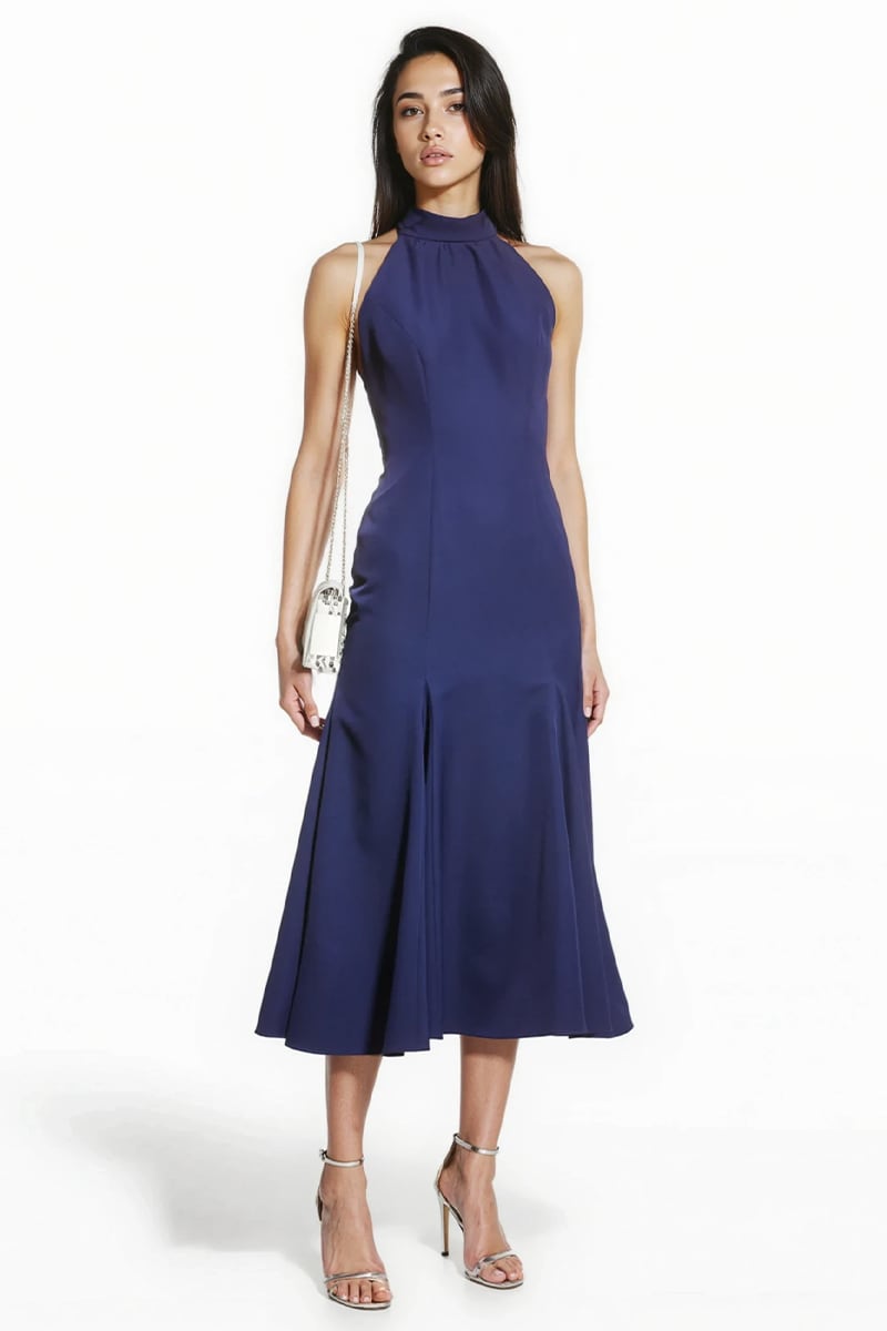 Elara High-Neck Midi Dress | Jewelclues