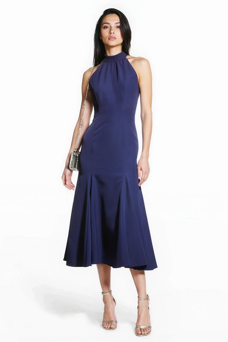 Elara High-Neck Midi Dress | Jewelclues