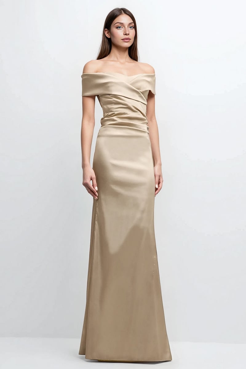 Elara Off-Shoulder Satin Gown | Jewelclues