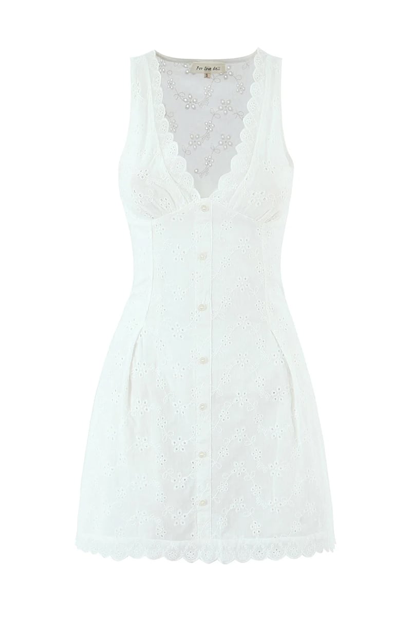 Eliana White Eyelet Embroidered Mini Dress | Jewelclues