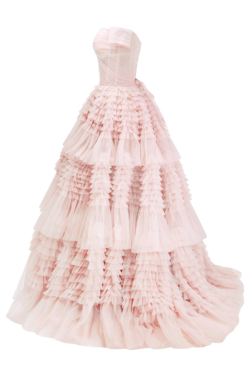 Elodie Frill-Layered Ball Gown | Jewelclues | #color_blush