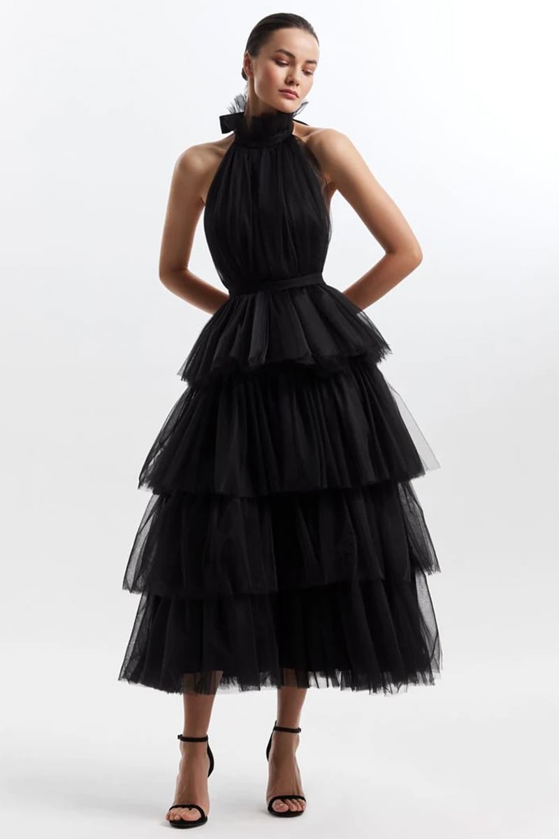 Elowen Tulle Maxi Dress | Jewelclues | #color_black