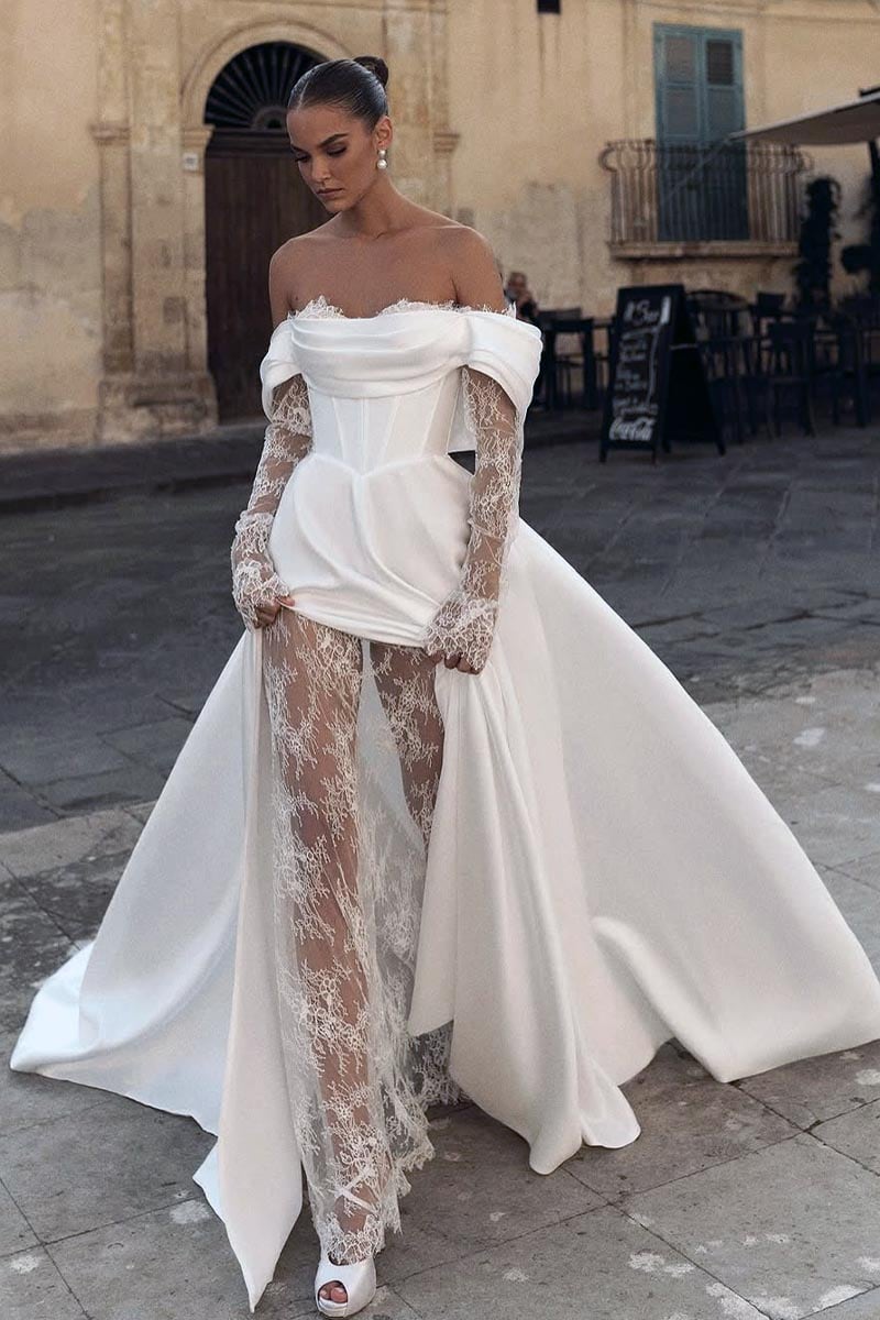 Endless Dedication Off-the-Shoulder Wedding Dress | Jewelclues