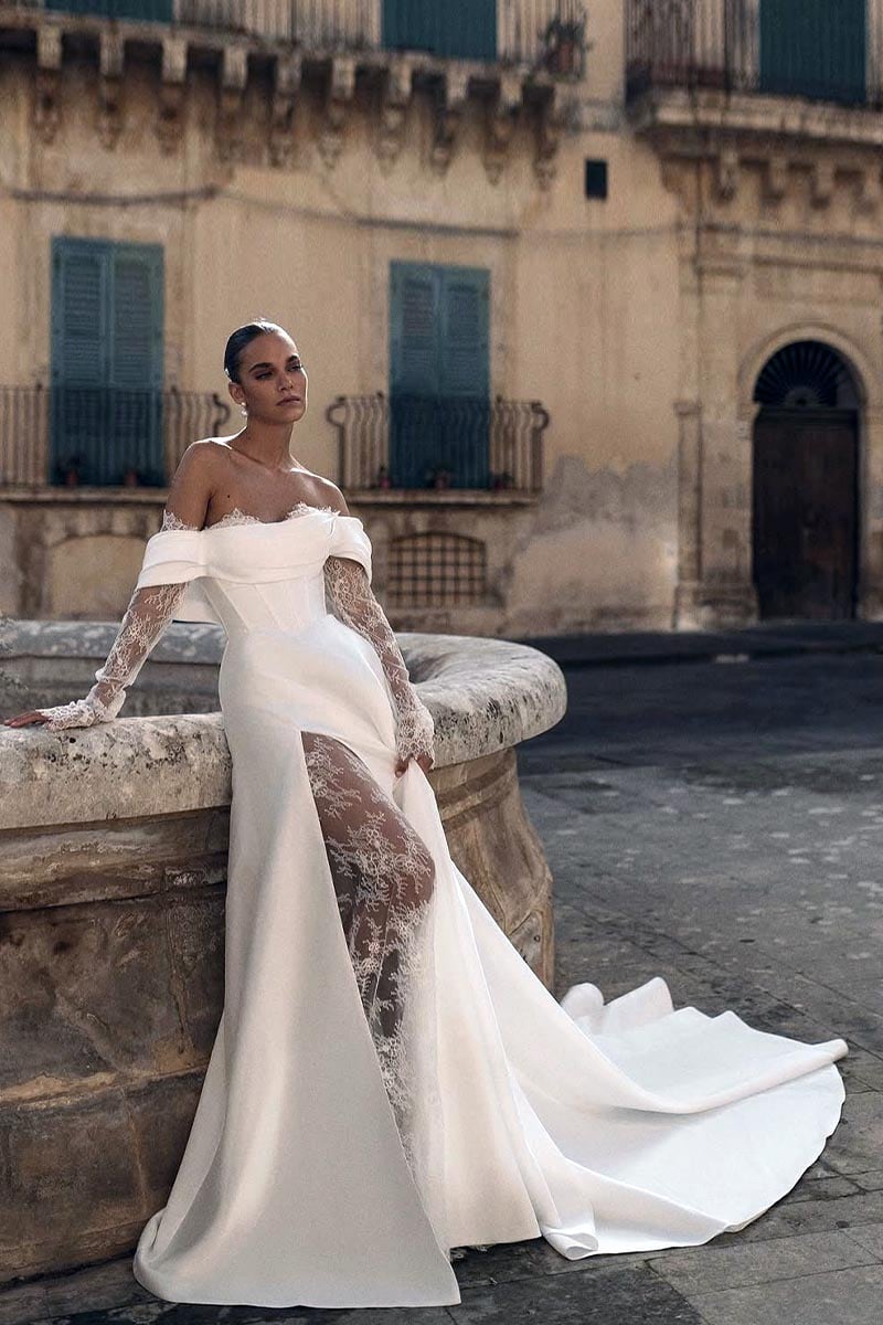Endless Dedication Off-the-Shoulder Wedding Dress | Jewelclues