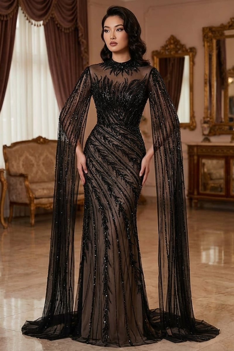 Esme Beaded Gala Gown | Jewelclues #color_black