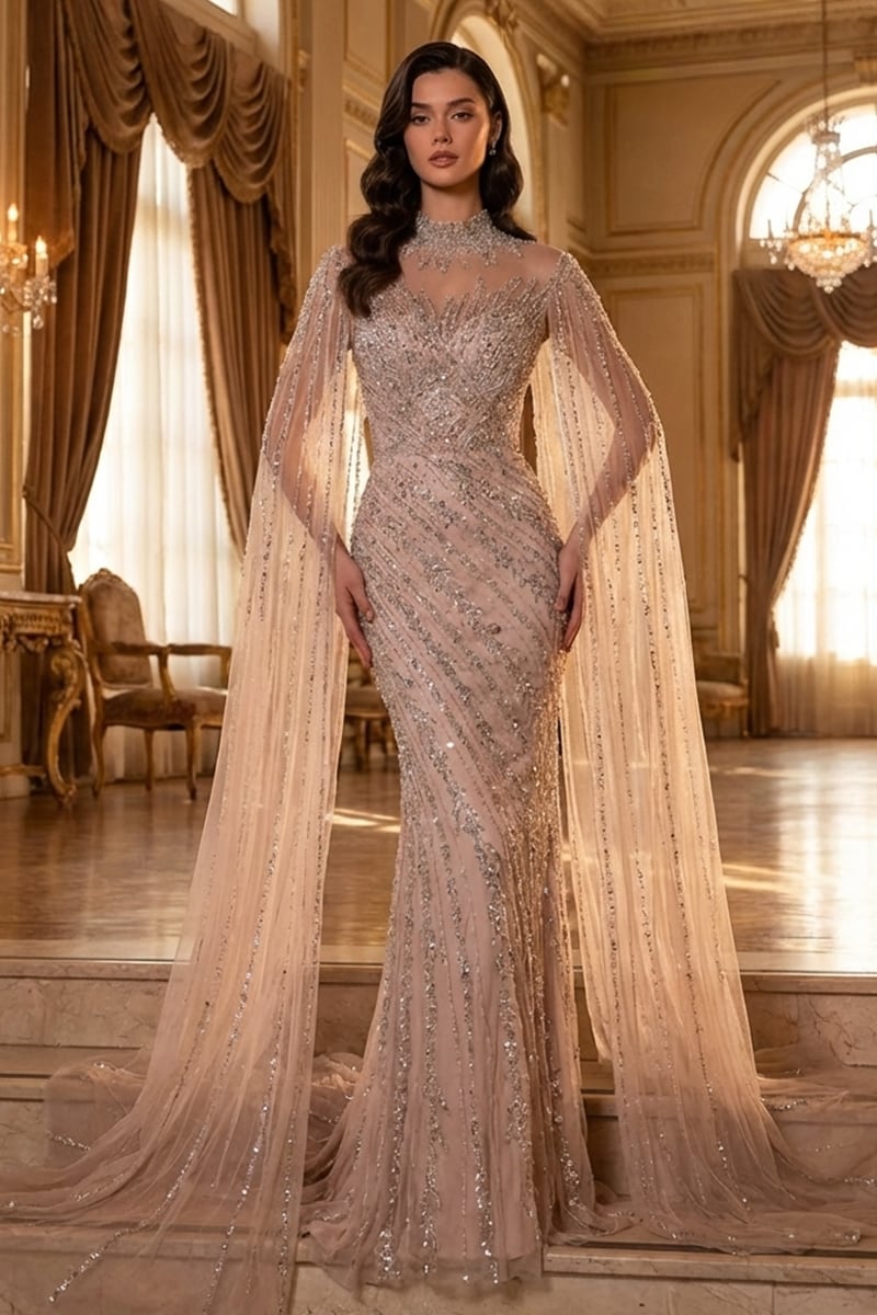 Esme Beaded Gala Gown | Jewelclues #color_nude