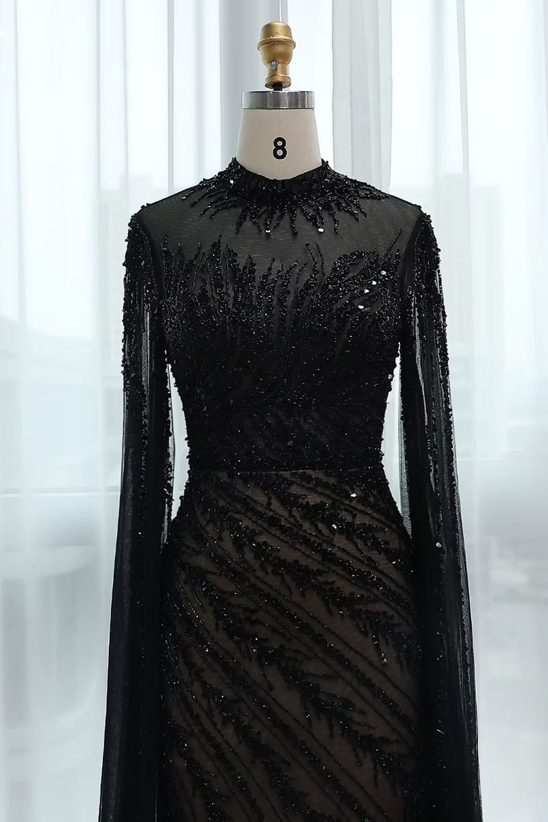 Esme Beaded Gala Gown | Jewelclues #color_black
