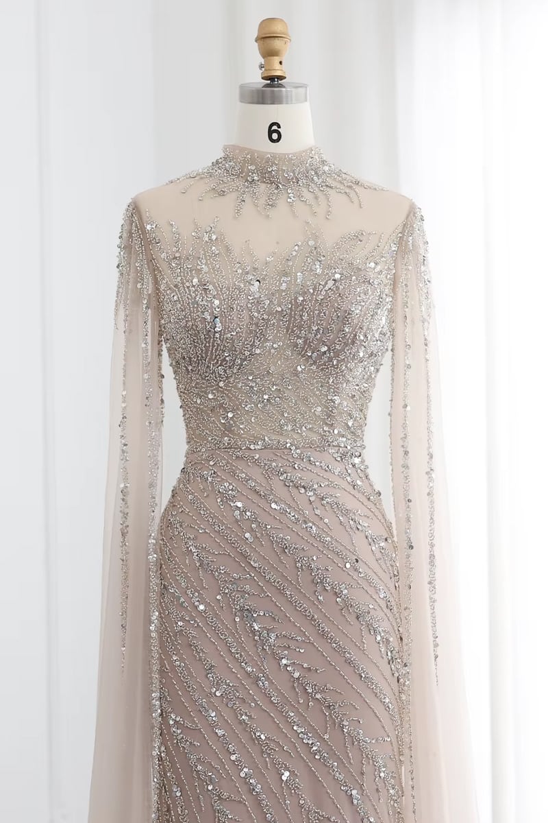 Esme Beaded Gala Gown | Jewelclues #color_nude