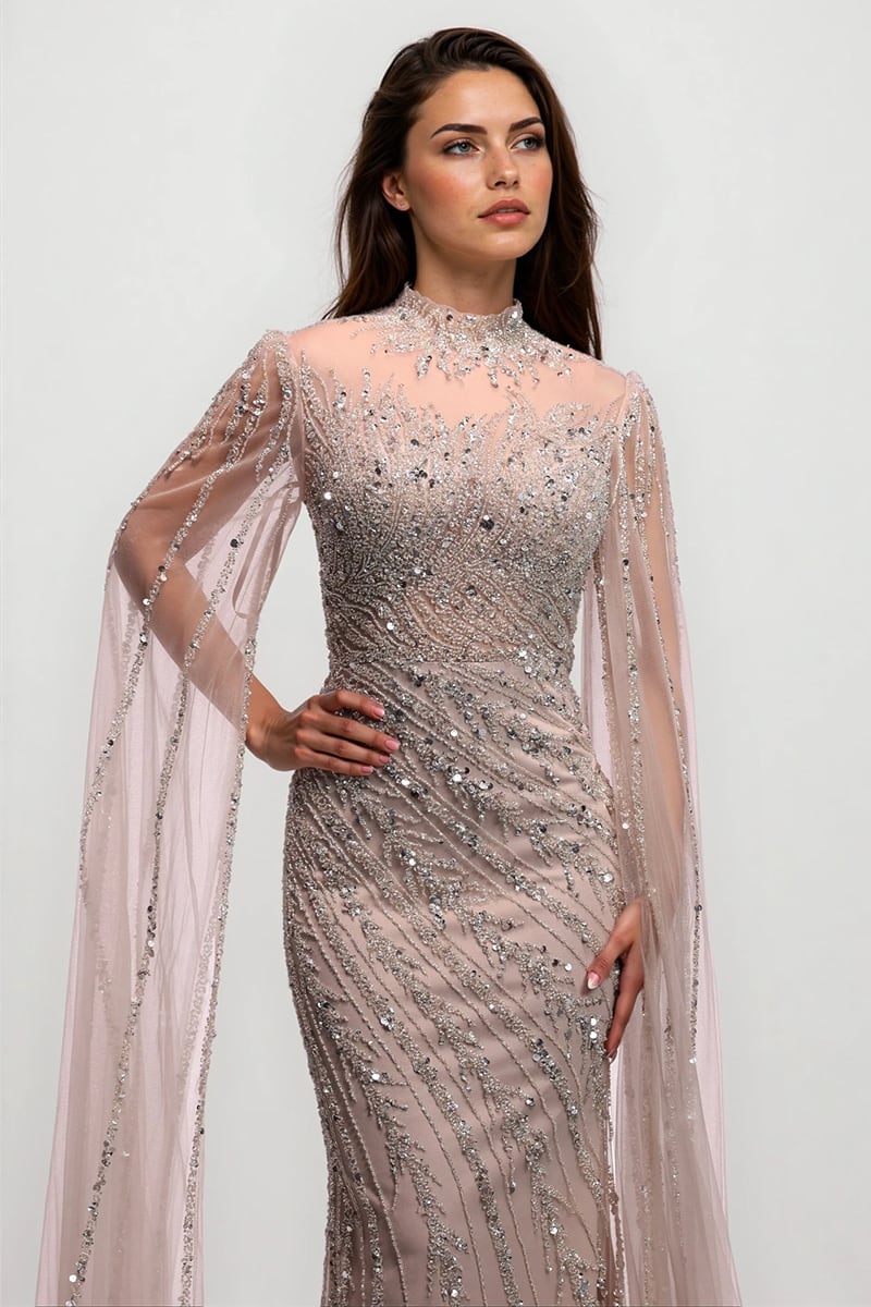 Esme Beaded Gala Gown | Jewelclues #color_nude