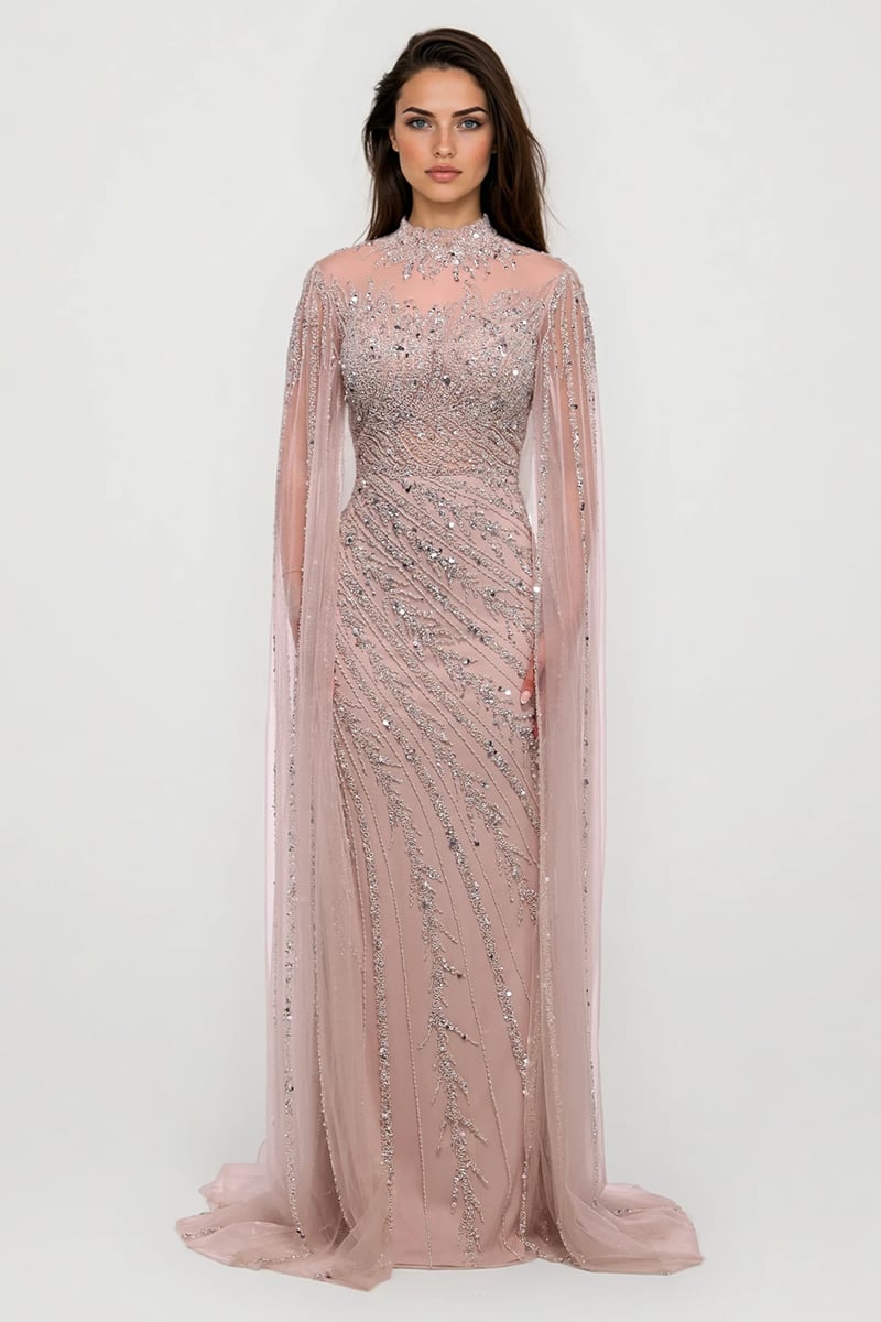 Esme Beaded Gala Gown | Jewelclues #color_nude