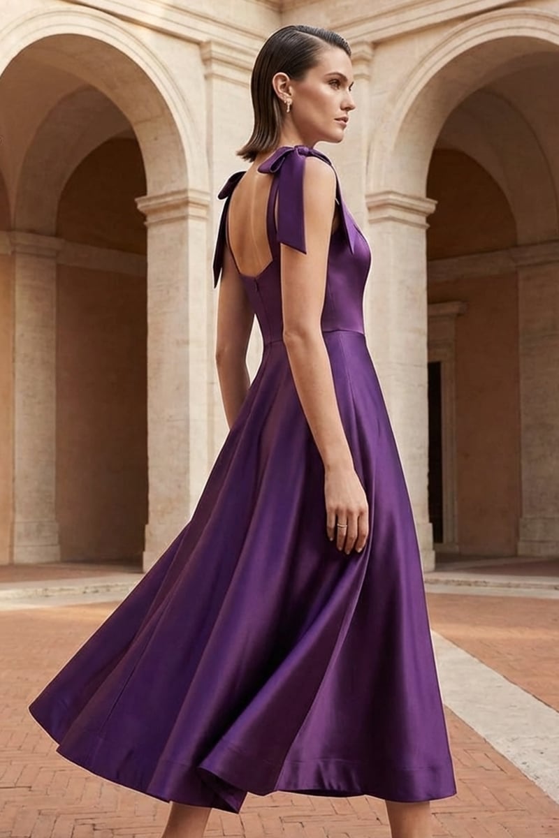 Esme Satin Midi Dress | Jewelclues #color_purple