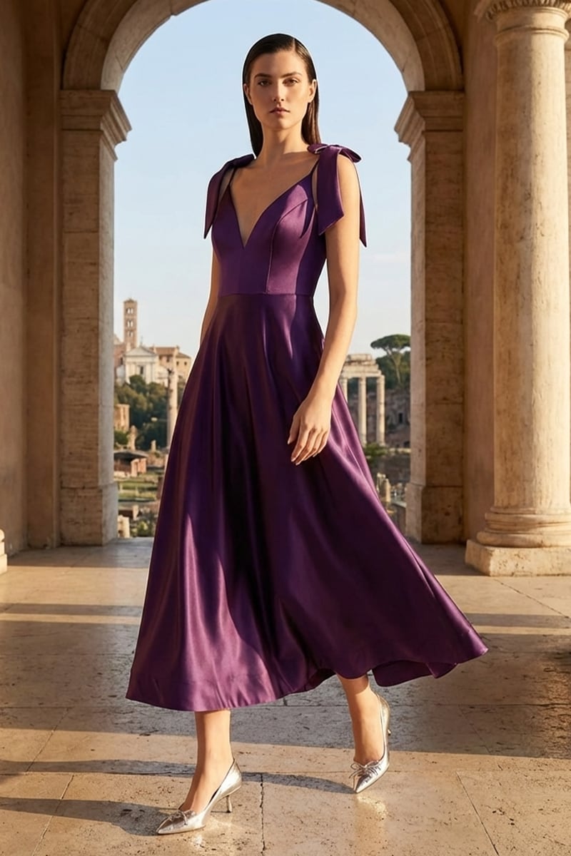Esme Satin Midi Dress | Jewelclues #color_purple