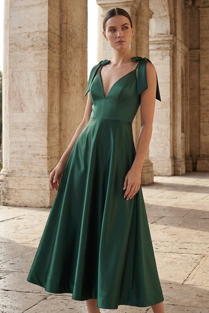 Esme Satin Midi Dress | Jewelclues #color_green