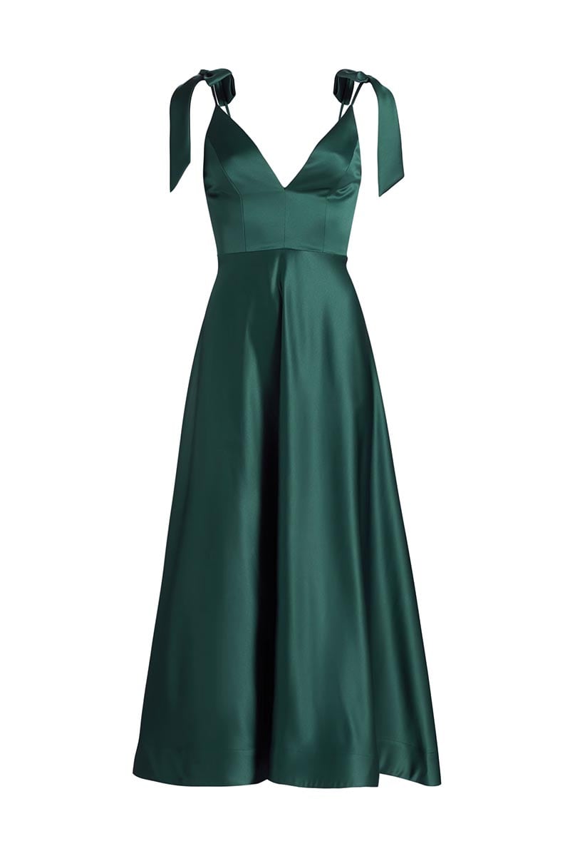 Esme Satin Midi Dress | Jewelclues #color_green