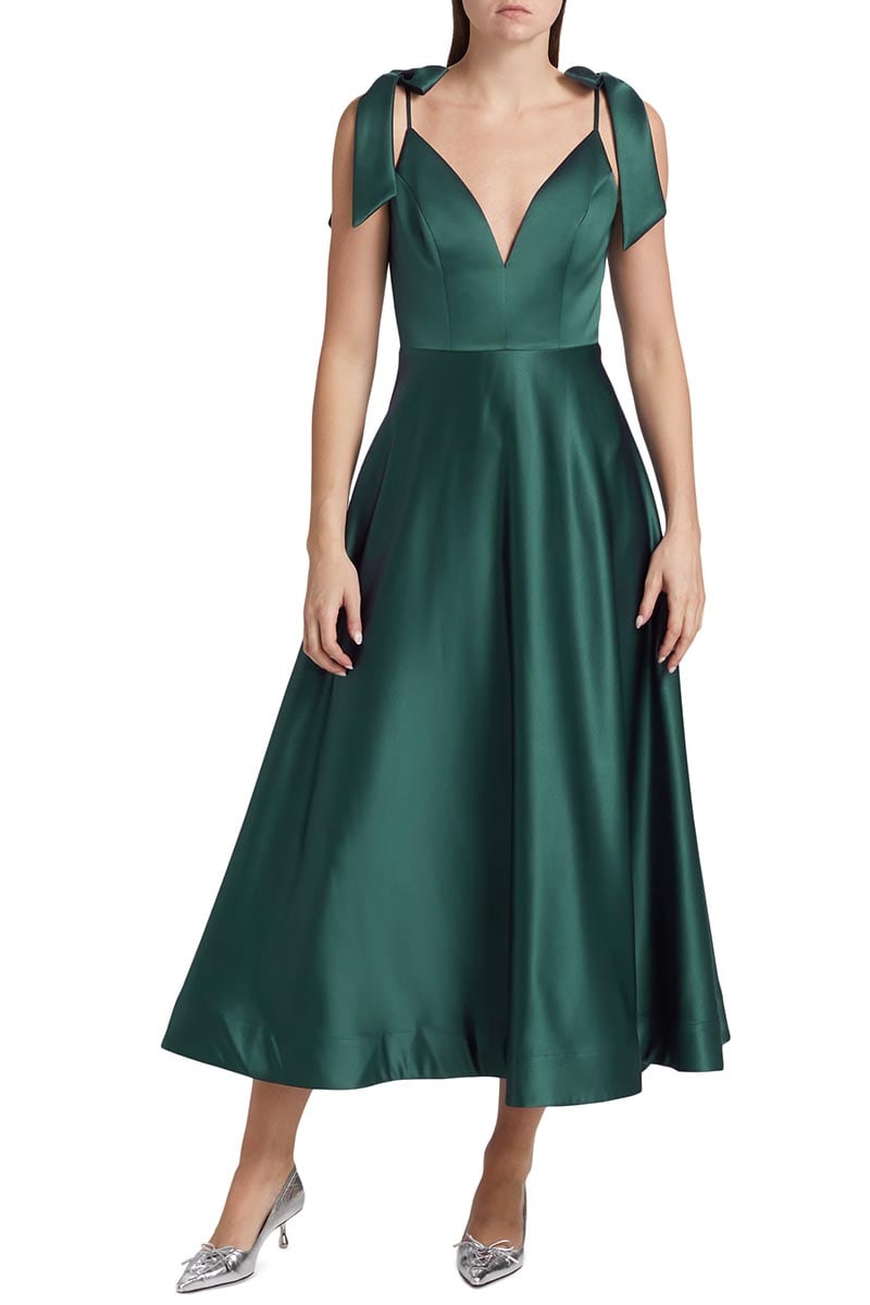 Esme Satin Midi Dress | Jewelclues #color_green