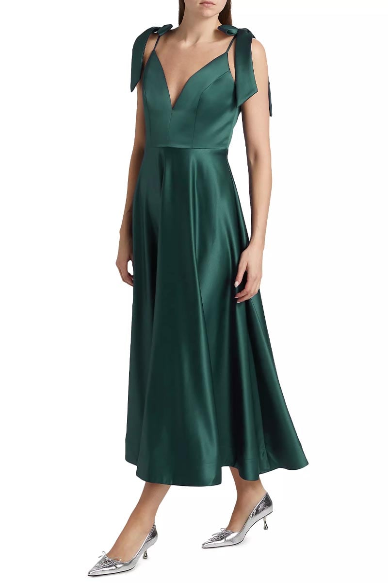 Esme Satin Midi Dress | Jewelclues #color_green