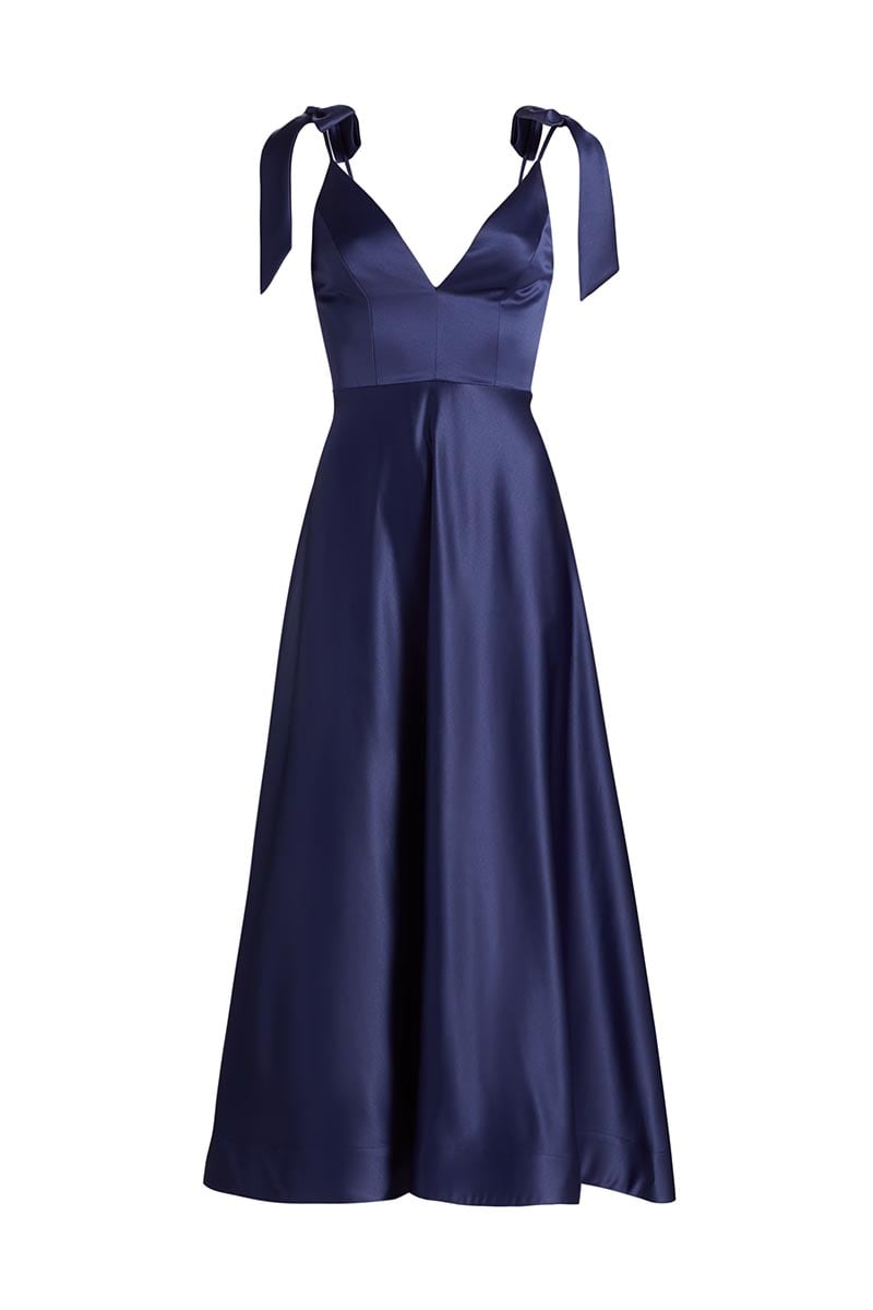 Esme Satin Midi Dress | Jewelclues #color_navy blue
