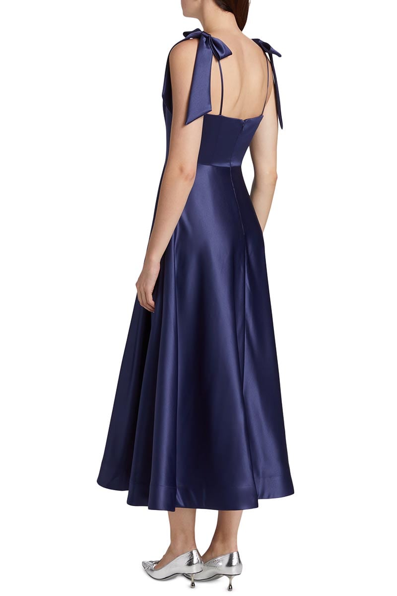 Esme Satin Midi Dress | Jewelclues #color_navy blue