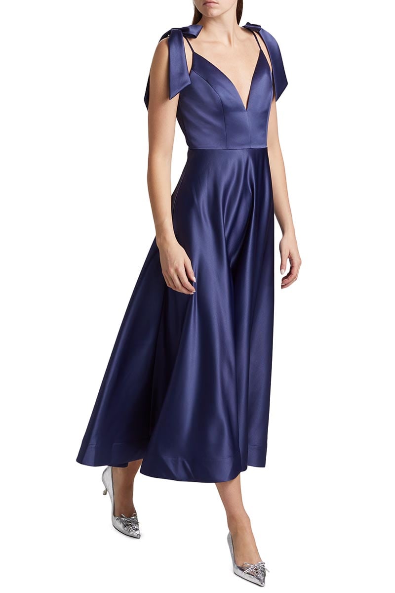 Esme Satin Midi Dress | Jewelclues #color_navy blue