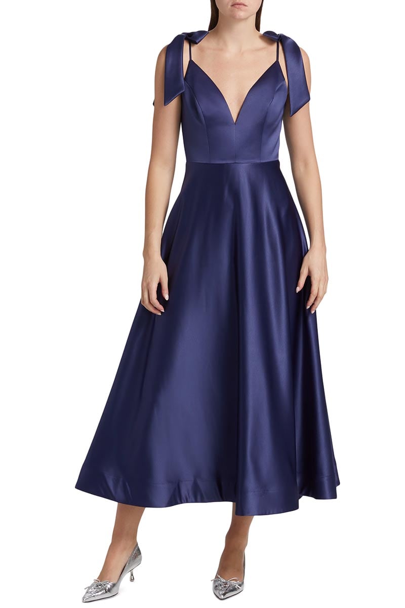 Esme Satin Midi Dress | Jewelclues #color_navy blue