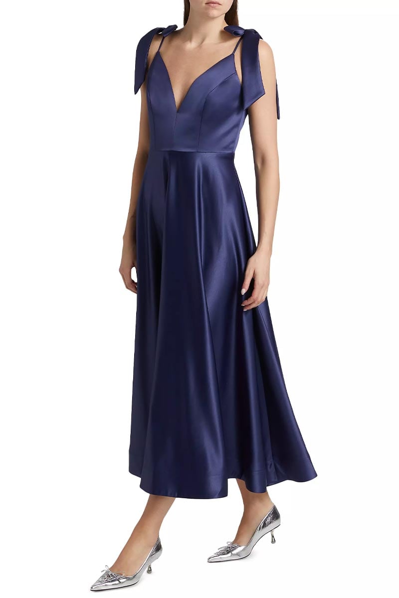 Esme Satin Midi Dress | Jewelclues #color_navy blue