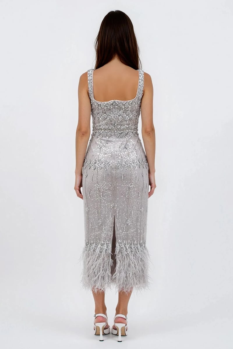 Evangeline Crystal Beaded Couture Gown | Jewelclues