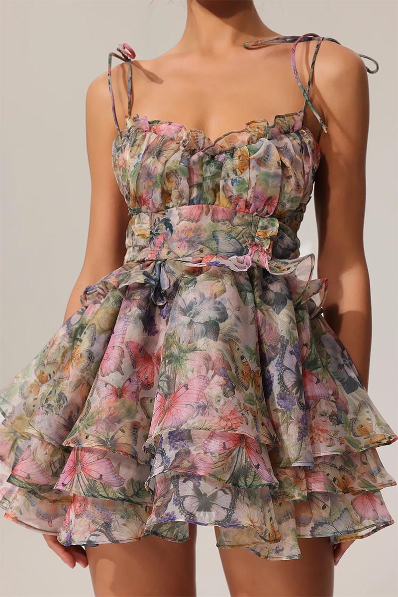 Evelina Floral Print Mini Dress | Jewelclues