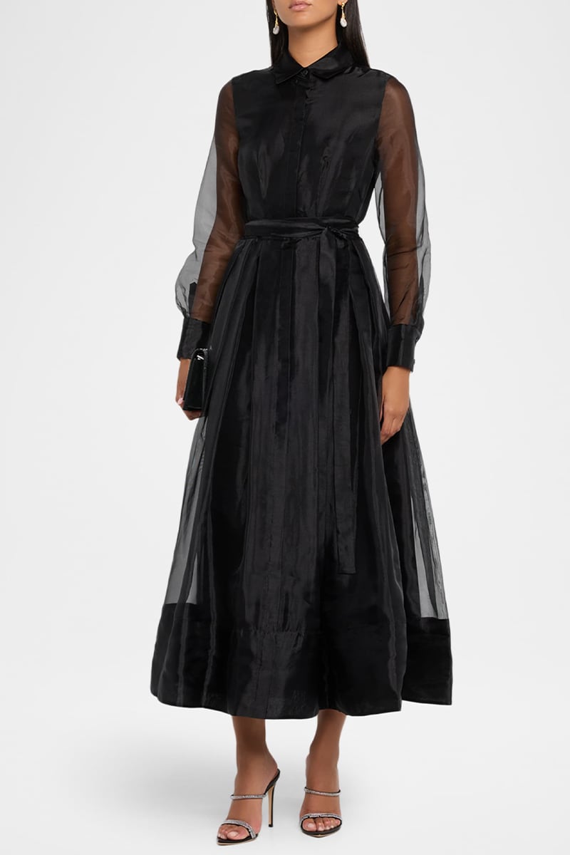 Evening Fascination Long Sleeve Midi Dress | Jewelclues #color_black