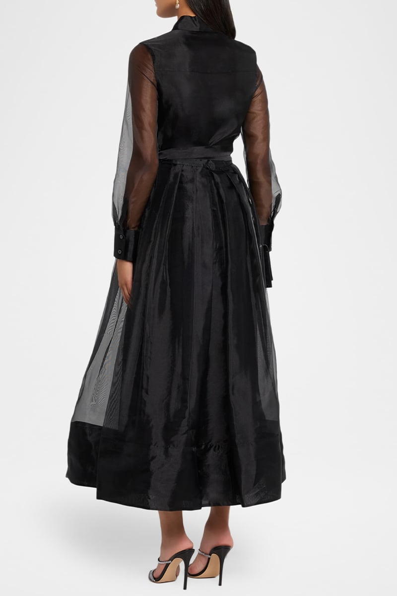 Evening Fascination Long Sleeve Midi Dress | Jewelclues #color_black