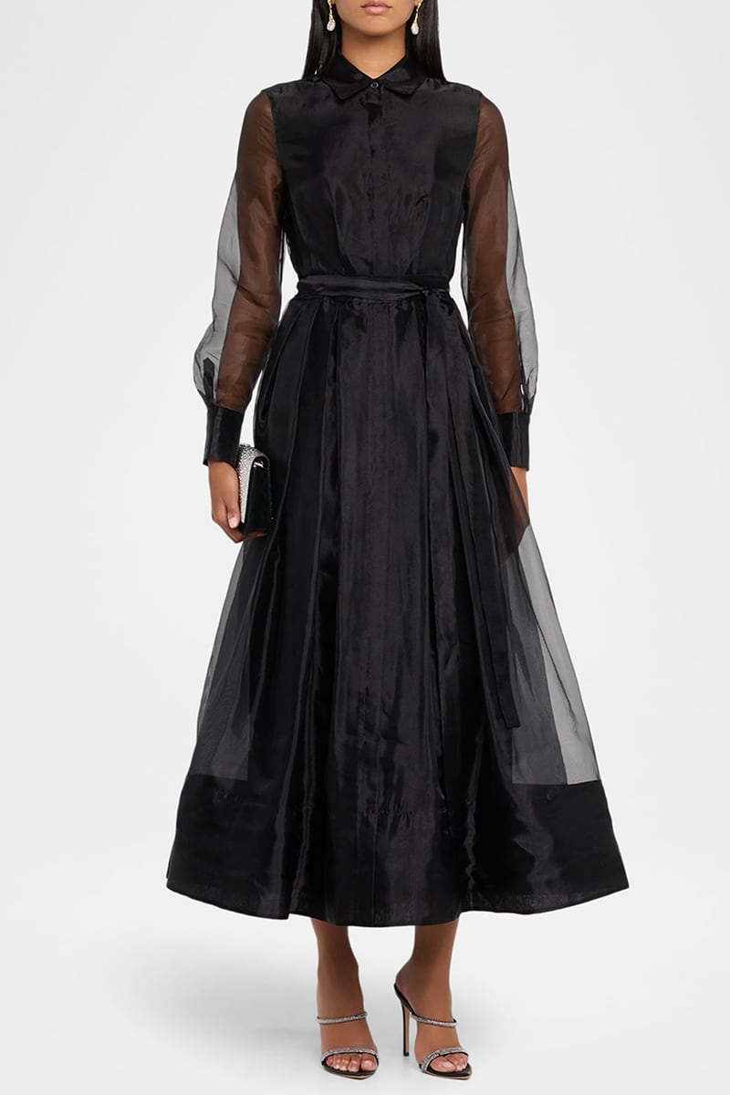 Evening Fascination Long Sleeve Midi Dress | Jewelclues #color_black