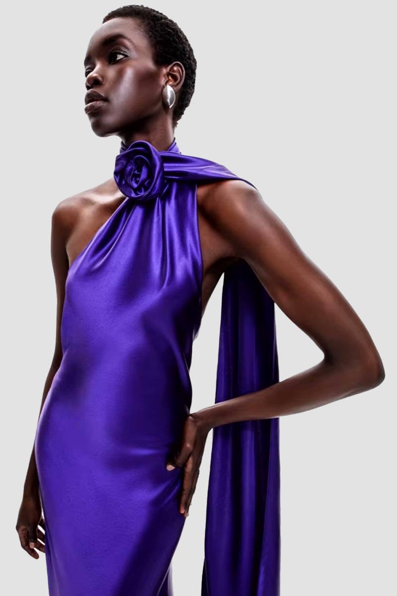 Evening Glam Satin Maxi Dress | Jewelclues