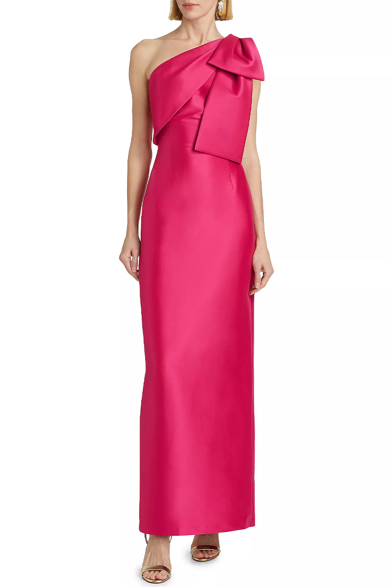 Evening Signature Satin One-Shoulder Maxi Dress | Jewelclues #color_hot pink