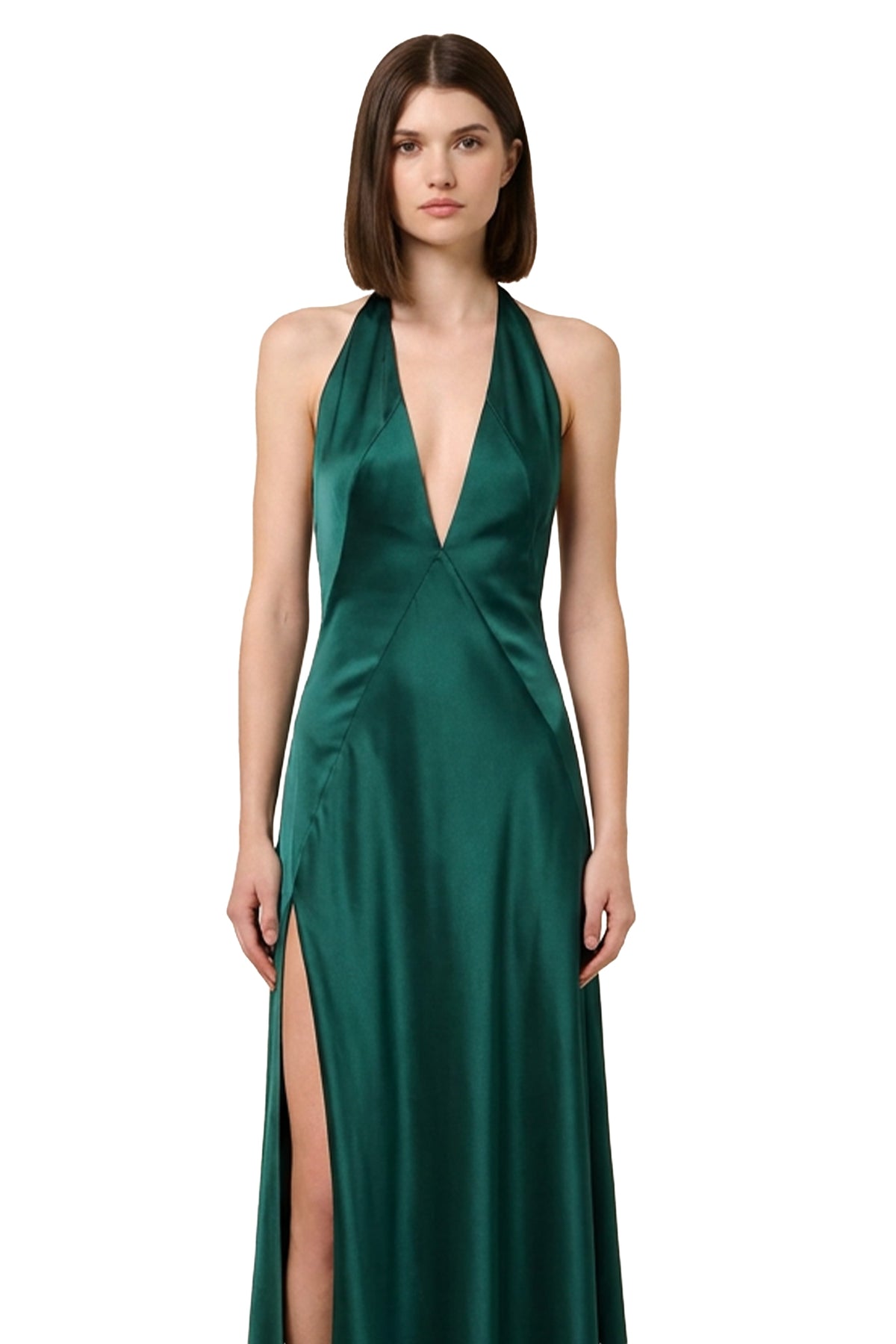 Evianna Backless Satin Maxi Dress | Jewelclues | #color_emerald green