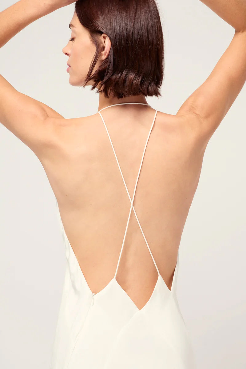 Evianna Backless Satin Maxi Dress | Jewelclues | #color_ivory
