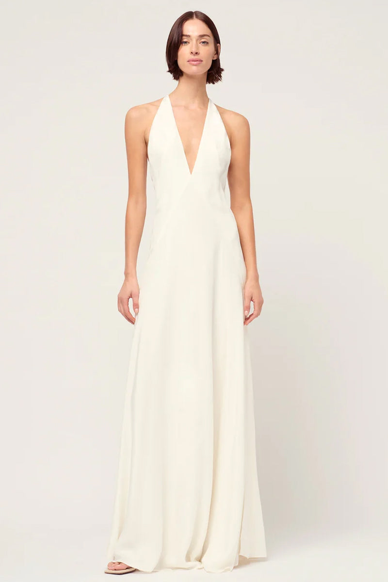 Evianna Backless Satin Maxi Dress | Jewelclues | #color_ivory