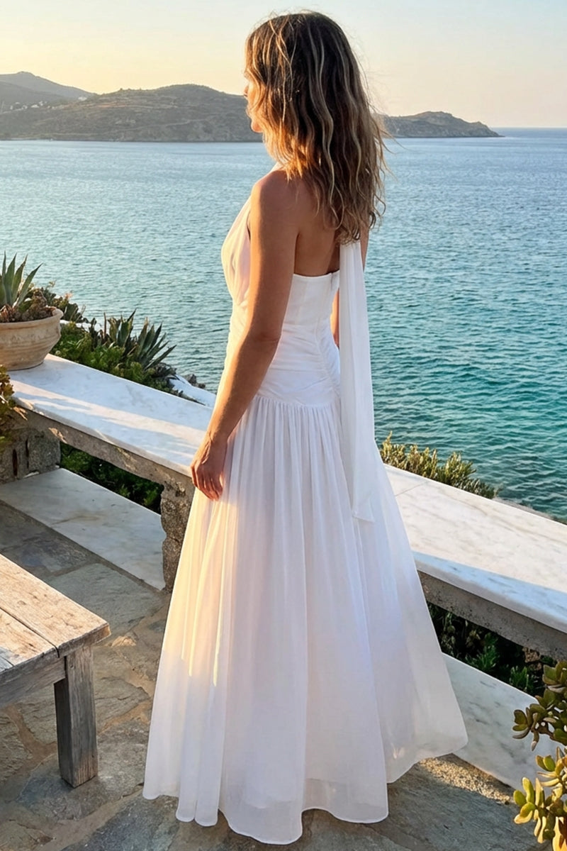 Evianna Off White Chiffon Gown | Jewelclues