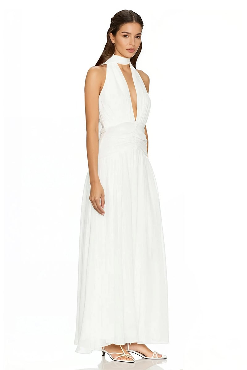 Evianna Off White Chiffon Gown | Jewelclues