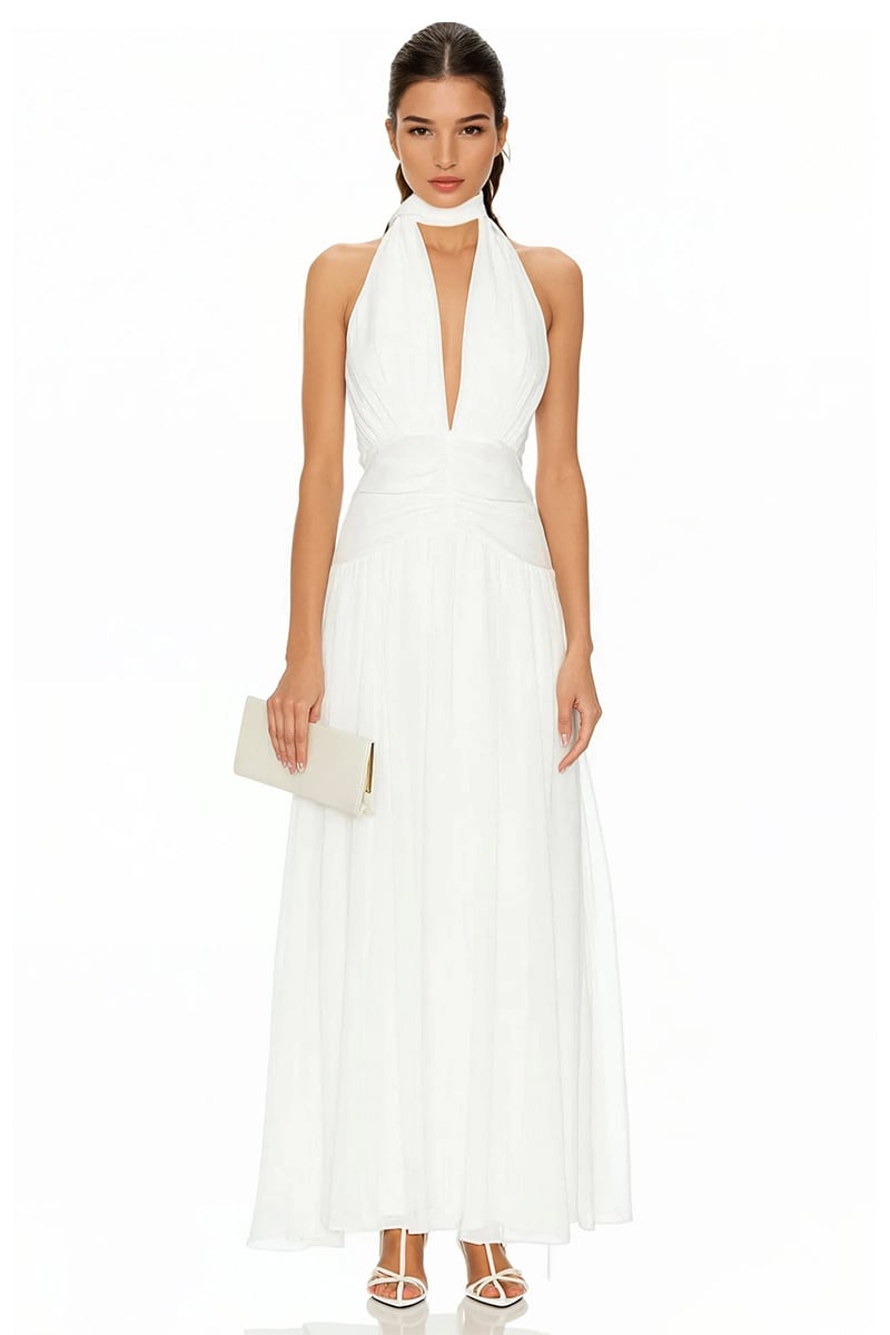 Evianna Off White Chiffon Gown | Jewelclues