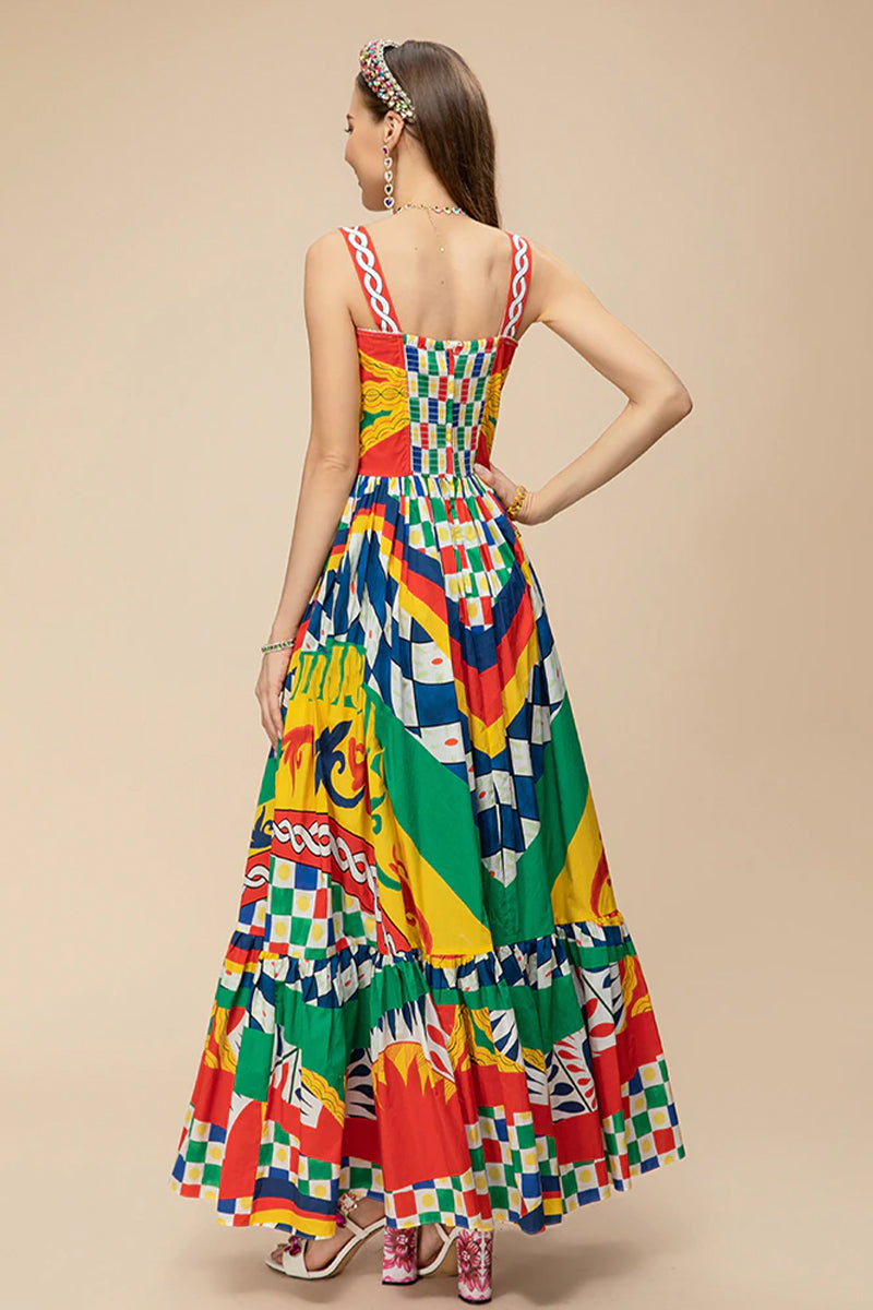 Express Yourself Carretto-print Bustier Maxi Dress | Jewelclues