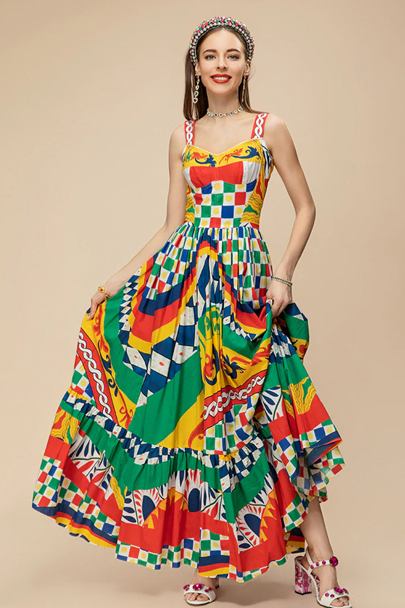 Express Yourself Carretto-print Bustier Maxi Dress | Jewelclues